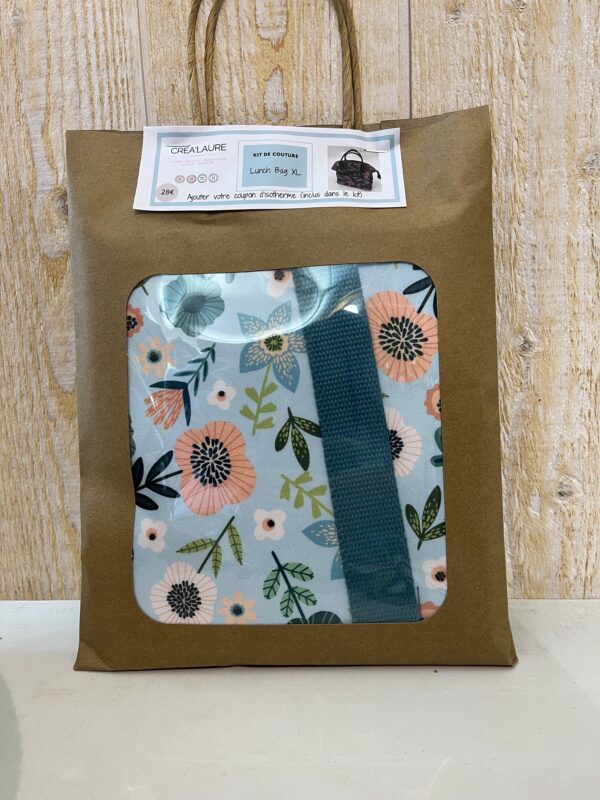 Lunch bag fleurs fond bleu