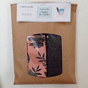 Panière de couture feuilles noires