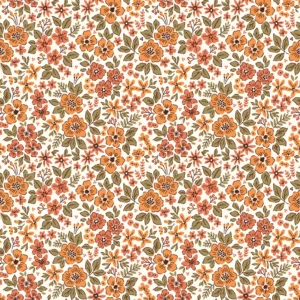 Coton fleurs orangées 2