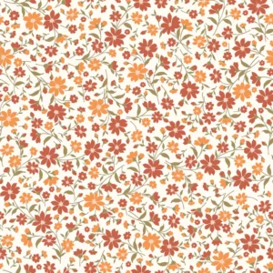 Coton fleurs orangées
