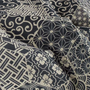 Voile de coton abstrait indigo