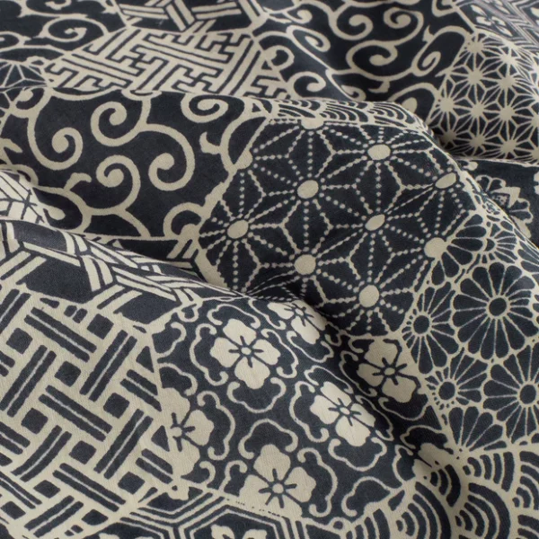 Voile de coton abstrait indigo