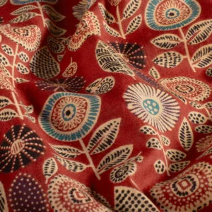 Voile de coton fleurs briques