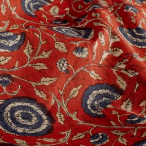 Voile de coton fleurs rouges