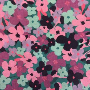 Coton enduit fleurs violettes