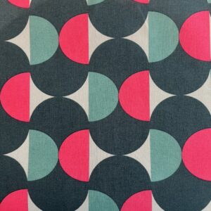 Coton enduit formes vertes et roses