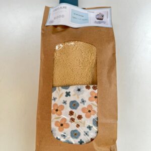 Panière + 12 lingettes fleurs bleues