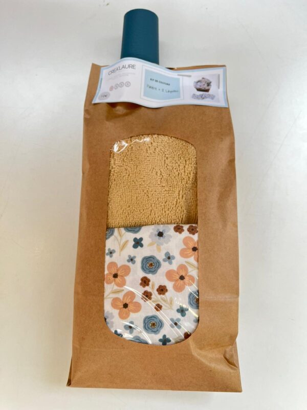 Panière + 12 lingettes fleurs bleues