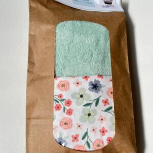 Panière + 12 lingettes fleurs vertes