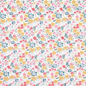 Coton enduit fleurs multicolores