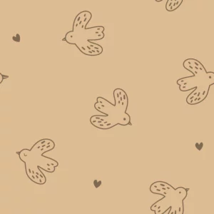 Tissu éponge - oiseaux rose camel