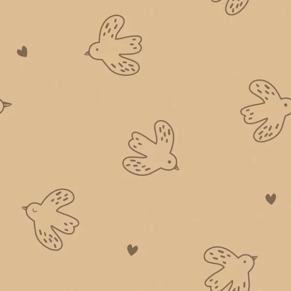 Tissu éponge - oiseaux rose camel