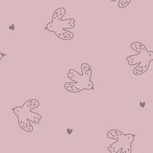 Tissu éponge - oiseaux rose