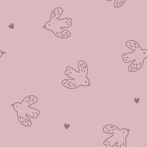 Tissu éponge - oiseaux rose