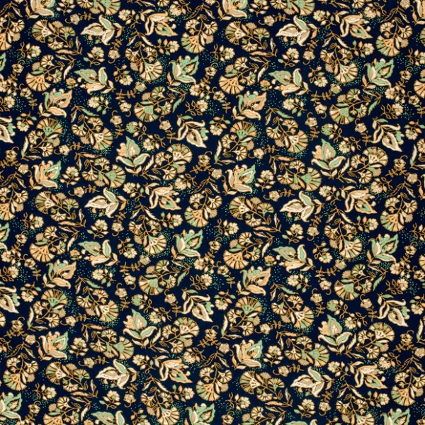 Popeline de viscose fleuri bleu