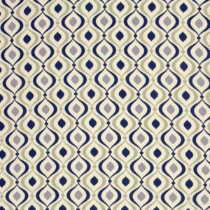 Popeline de viscose abstrait bleu