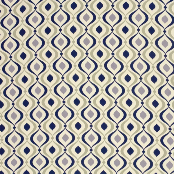 Popeline de viscose abstrait bleu