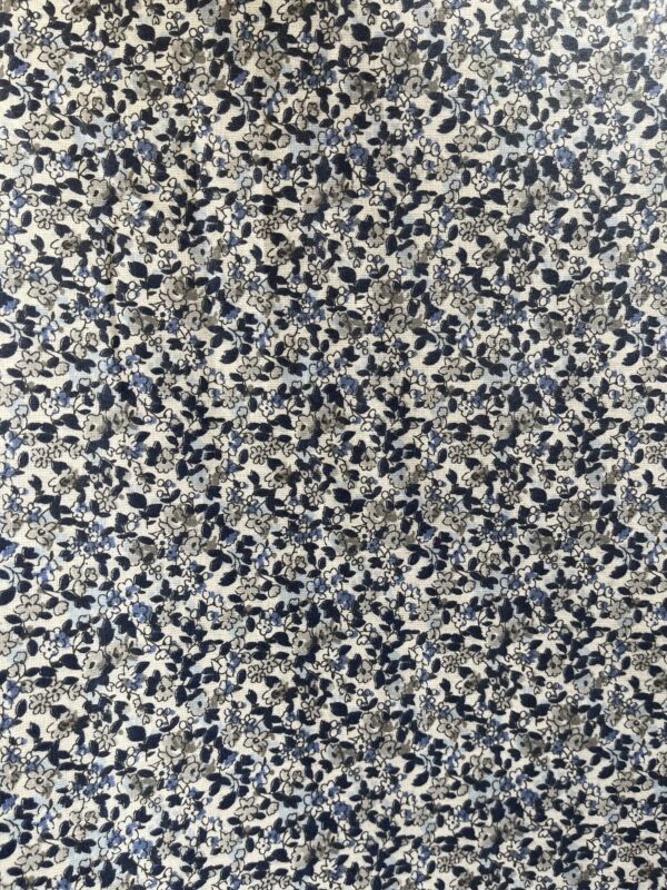 Coton enduit fleurs bleu