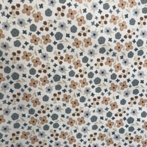 Coton enduit fleurs bleu et beige