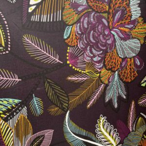 Coton enduit Indian Flower Aubergine