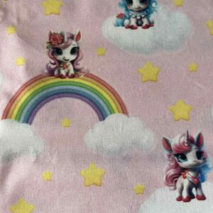 Coton enduit Licornes et Arc-en-ciel