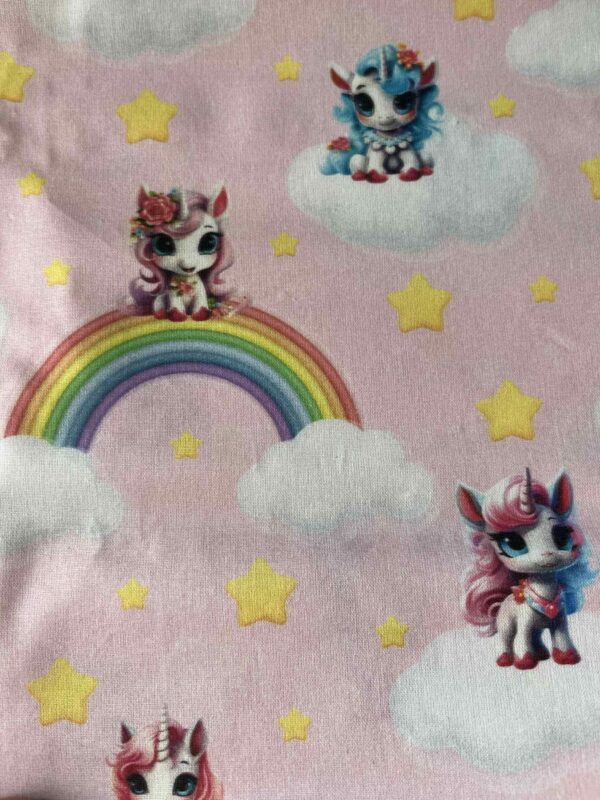 Coton enduit Licornes et Arc-en-ciel