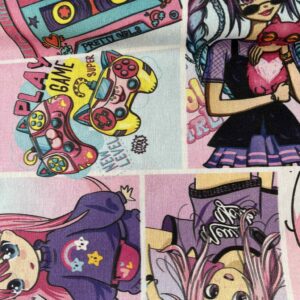 Coton enduit Manga rose et parme