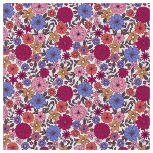Coton enduit Brigitte fleurs prunes et bleues