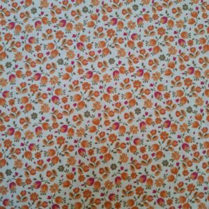 Coton Imprimé CASEI Orange / Rose