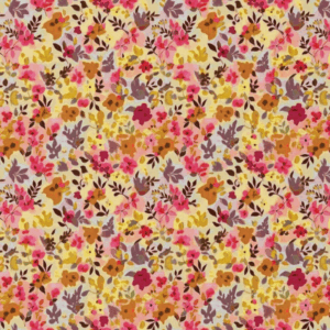 Coton Imprimé ALBIZ Jaune / Rose