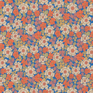 Coton Imprimé BETTI Bleu / Orange