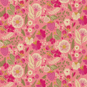 Coton Imprimé OSTAC Rose / Ecru