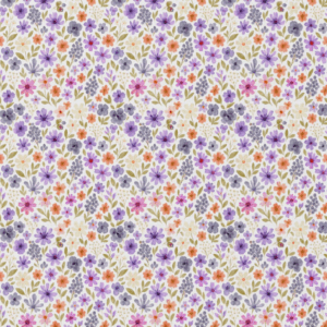 Coton Imprimé ROZEN Blanc / Violet