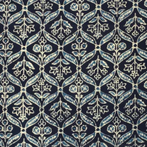 Tissu abstrait fleur indigo 2