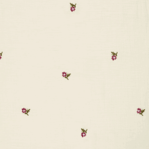 Double gaze brodee petites fleurs ecru