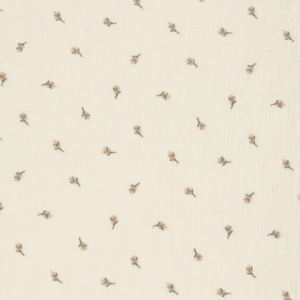 Double gaze brodee mini fleurs ecru
