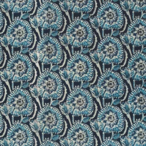 Tissu abstrait fleur indigo 4