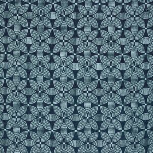 Tissu abstrait fleur indigo
