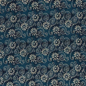 Tissu abstrait fleur indigo 5