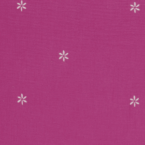 Double gaze brodé fleurs fushia