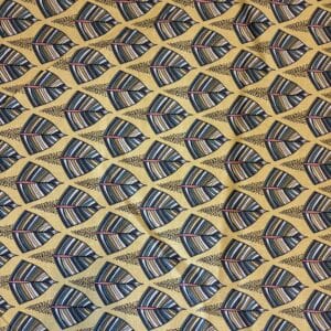 Coton effet lin feuilles graphiques jaune