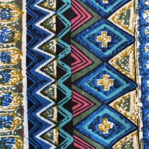Coton effet lin géométrique bleu