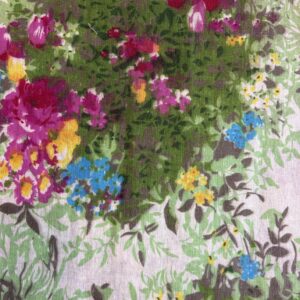 Coton effet lin jardin fleuri