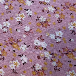 Coton effet lin motif floral (20% polyester 80% coton)