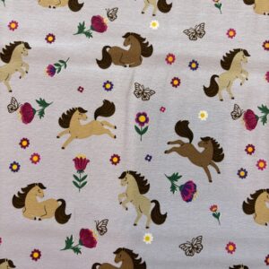 Jersey chevaux fleuris sur fond violet