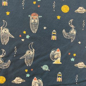 Jersey imprimé paresseux cosmos bleu