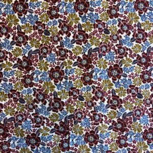 Velours milleraies fleuri bleu et bordeaux