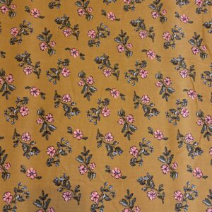 Velours milleraies fleuri moutarde