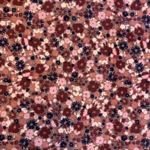 Velours milleraies fleurs vintage rose