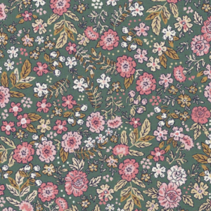 Coton imprimé  BARJAY Kaki/Rose